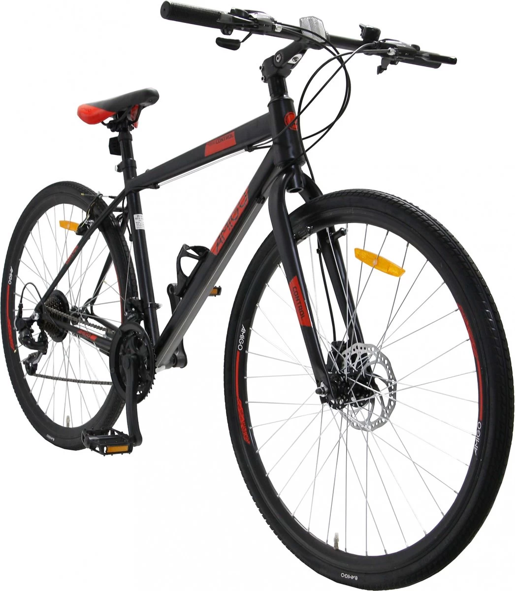 Amigo Control - Mountainbike 28 Inch - Voor Dames En Heren - Met 21 Versnellingen - Zwart/Rood - Afbeelding 2