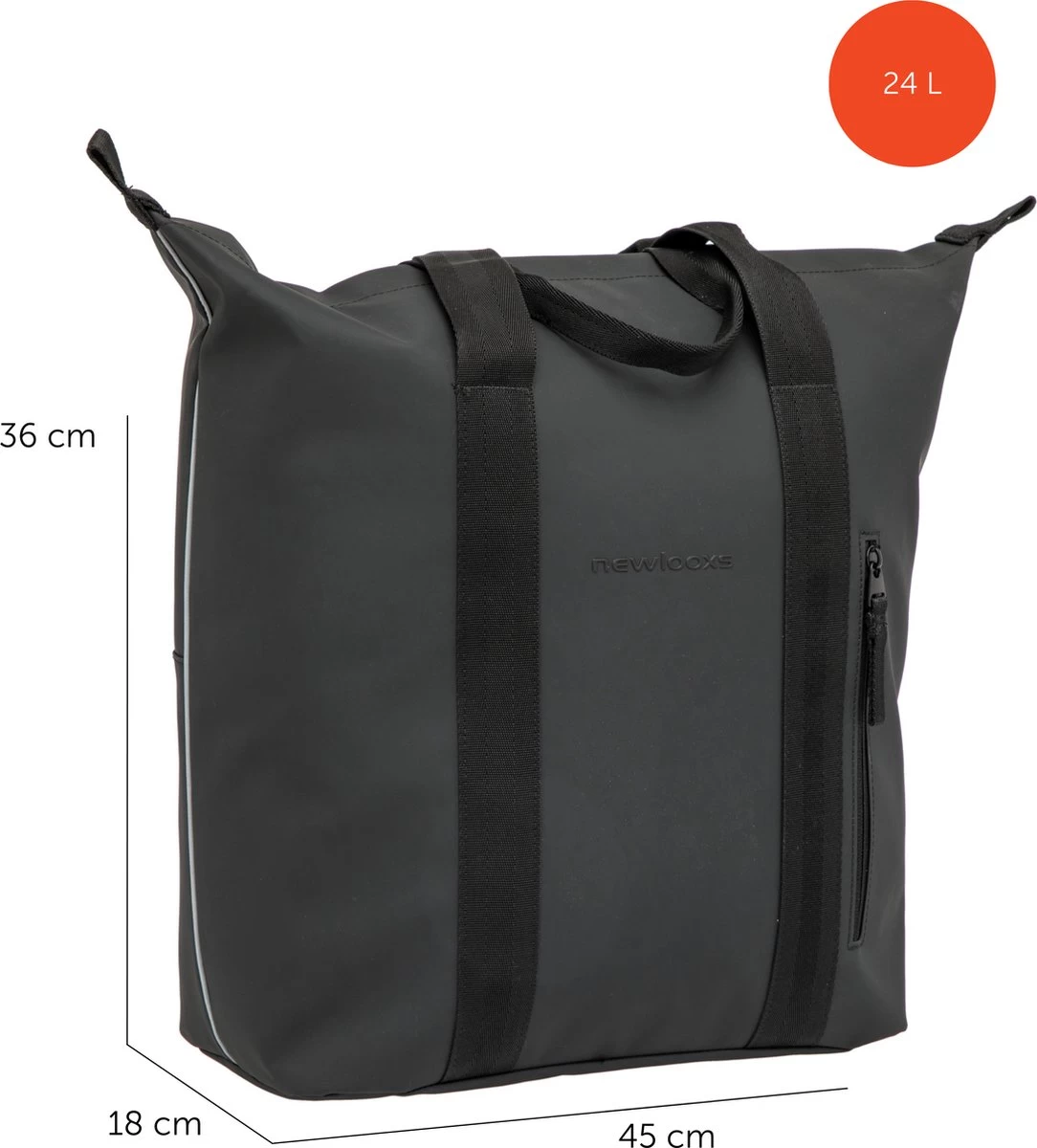 New Looxs Odense Kota Enkele Fietstas - Afneembaar Shopper - 24 Liter - Zwart - Afbeelding 4