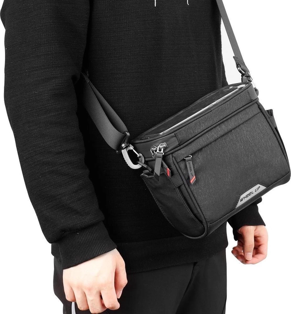 WHEEL UP D21 - Waterdichte Tas Voor Aan De Fiets - Fiets Tas Stuurtas Met Smartphone Houder – Waterdicht – Fietstas Stuur – Smartphone Houder Fiets – T/M 6.5 Inch - Zwart - Afbeelding 5