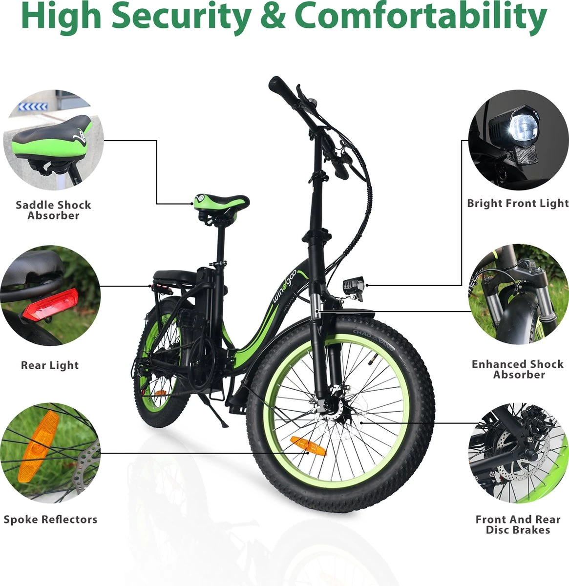 Merkloos Windgoo E20 Urban- Elektrische Fiets - E-bike - 20Inch - 12.5Ah - APP - Fat Tire - 7 Speed Shimano - Afbeelding 4