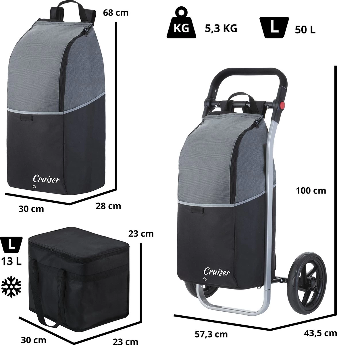 Shoppingcruiser 2 In 1 Boodschappentrolley Voor Achter De Fiets - Fietskar - Robuuste Boodschappenwagen - Allround Bagagekar - Afbeelding 6