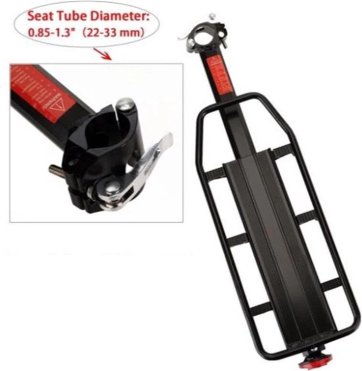 Merkloos Bagagedrager Fiets - Bagagerek Met Zadelpenbevestiging - Aluminium - Zwart - Geschikt Voor Mountainbike & Racefiets - Afbeelding 5