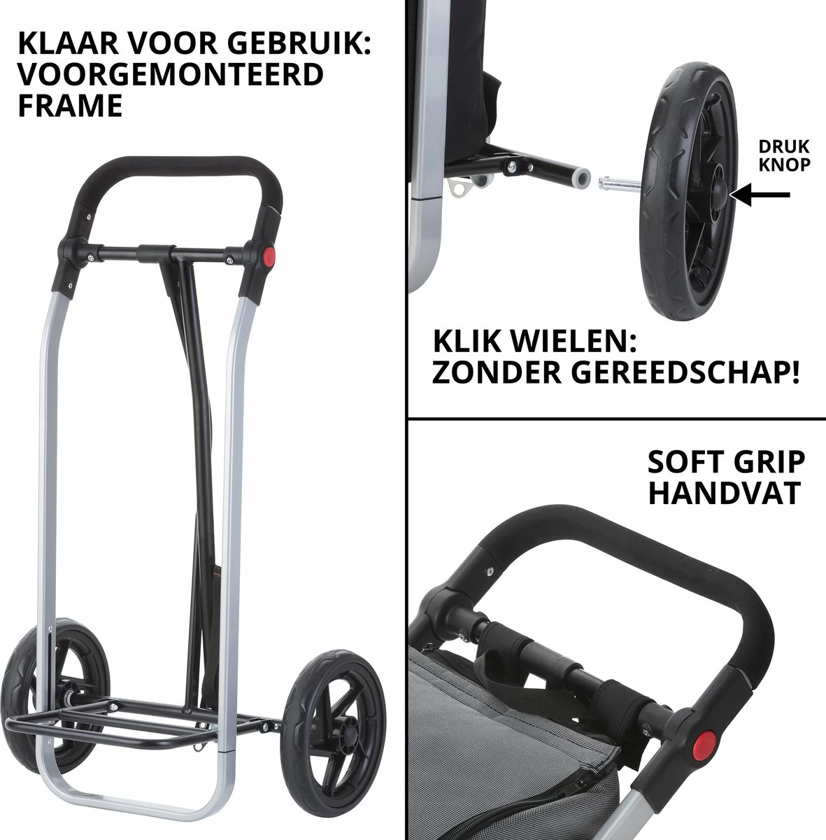 Shoppingcruiser 2 In 1 Boodschappentrolley Voor Achter De Fiets - Fietskar - Robuuste Boodschappenwagen - Allround Bagagekar - Afbeelding 5