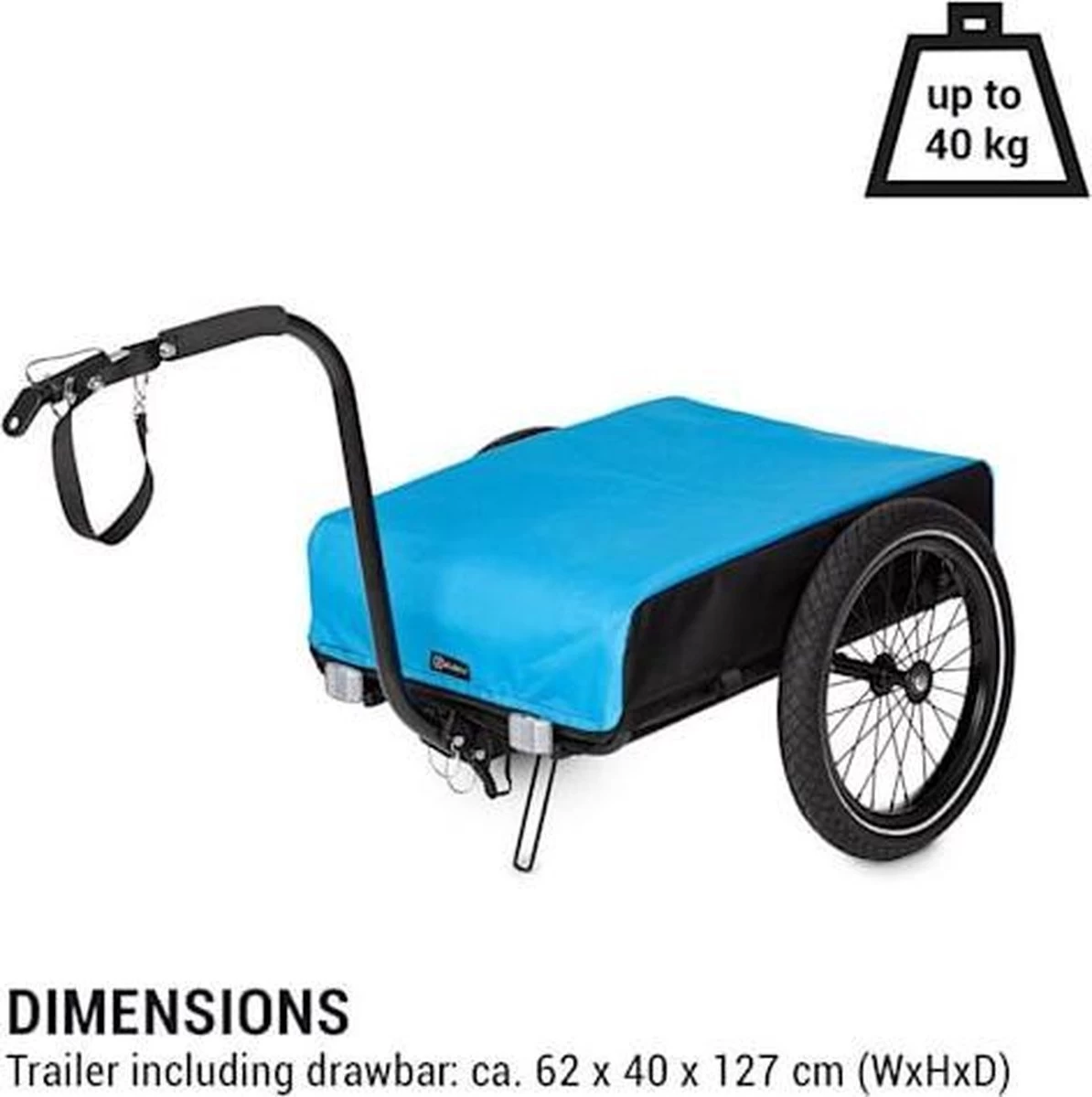 Klarfit Cargo Bull Aanhangwagen - Bagagefietskar - Fietsaanhanger - 50 Liter Laadruimte - 16" Luchtbanden - Voor Max. 40 Kg Lading - Afbeelding 2