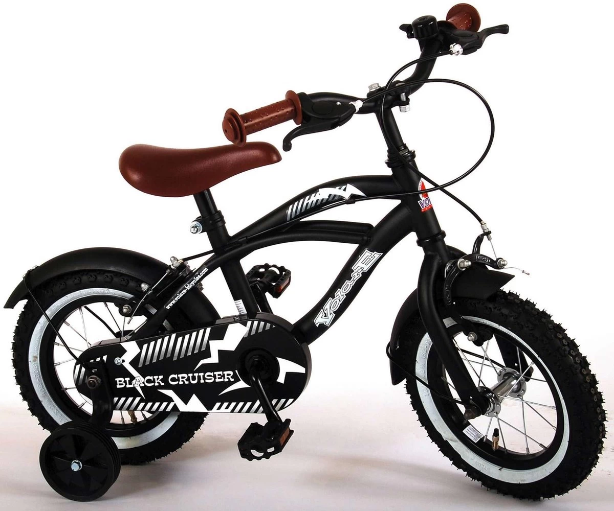 Volare Black Cruiser Kinderfiets - Jongens - 12 Inch - Zwart - 2 Handremmen - Afbeelding 3