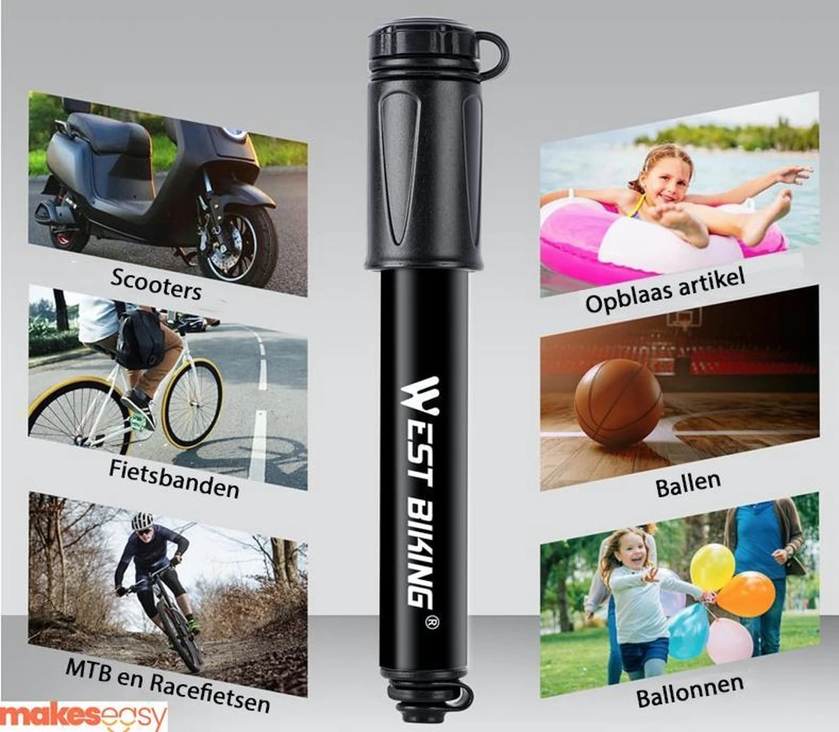 Fietspomp Racefiets | Mini Fietspomp | Met Flexible Slang | 8 Bar | Zwart - Afbeelding 3