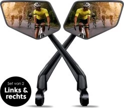 BikePro Verstelbare Fietsspiegel Set Incl. Reflectoren - Links & Rechts - Achteruitkijkspiegel Fiets - Geschikt Voor E Bike, Fiets, Motor, Step