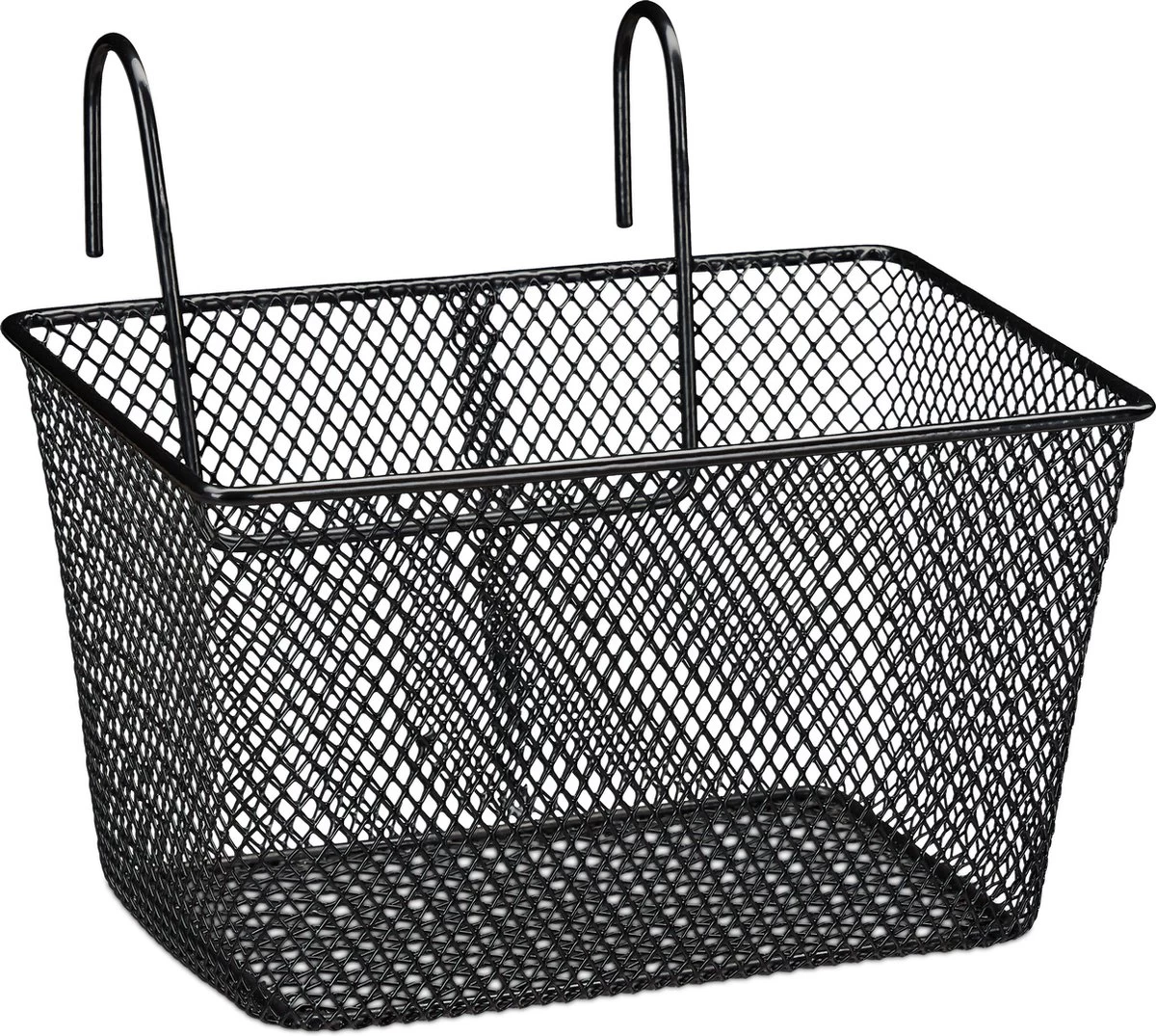 Relaxdays Fietsmand Stuur - Fietsmandje Met Haken - Fiets Mand Voorop - Klein - Metaal - Zwart - Afbeelding 8