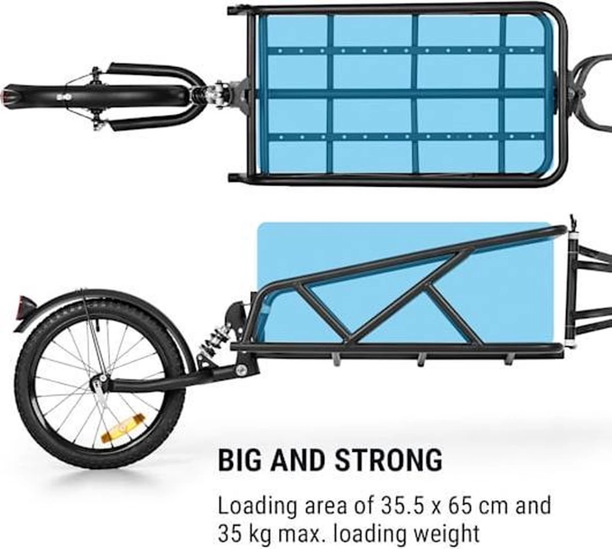 Klarfit Follower Fietsaanhanger Set - Fietskar 16" Luchtband - Aanhangwagen 35 Kg Belastbaarheid - Transporttas 120 Liter - Afbeelding 8