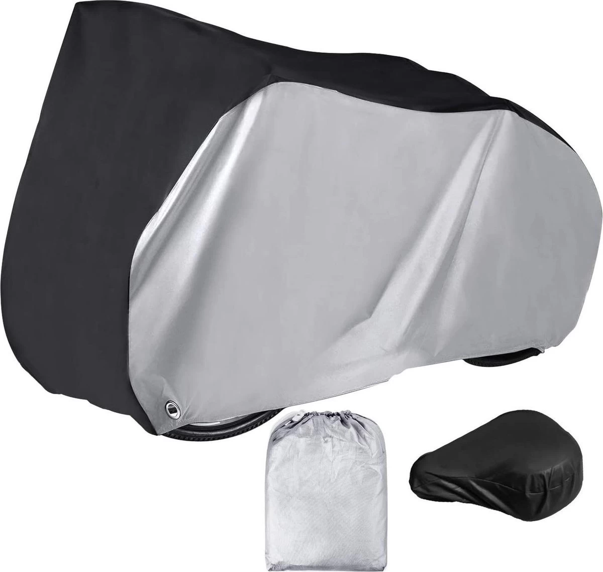 Fiets Beschermhoes - 210D + Zadelhoes + Opbergtas - Voor 2 - 3 Fietsen - Alle Weersinvloeden - 110 X 80 X 200 Cm (B*H*L)