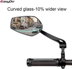 EasyDo Fietsspiegel Ebike Incl Grote Kijkhoek - Achteruitkijkspiegel - Links - 360º Verstelbaar - Multifunctioneel - Incl Inbussleutel