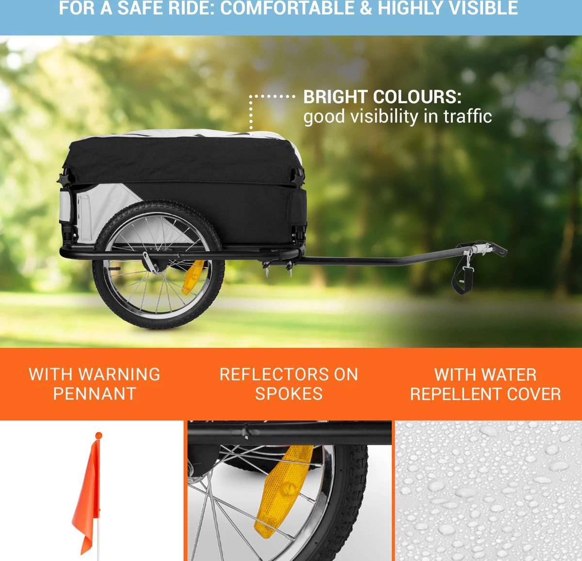 Mountee Rijwielaanhanger Trekker 130l 60kg Stalen Buis - Afbeelding 2