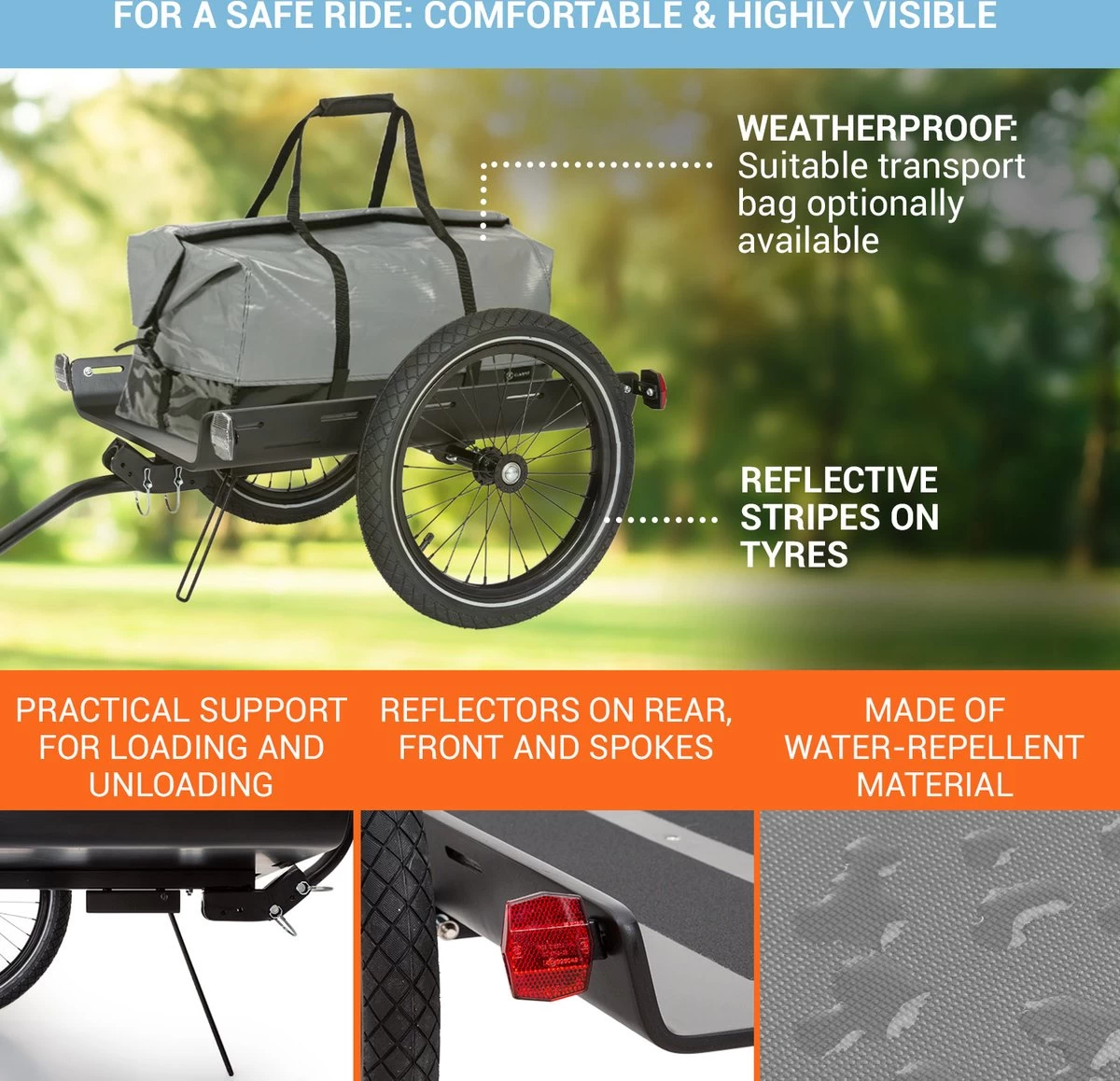 Cargo Bull Travel Aanhangwagen 40kg Fietsaanhanger Zwart/hout - Afbeelding 3