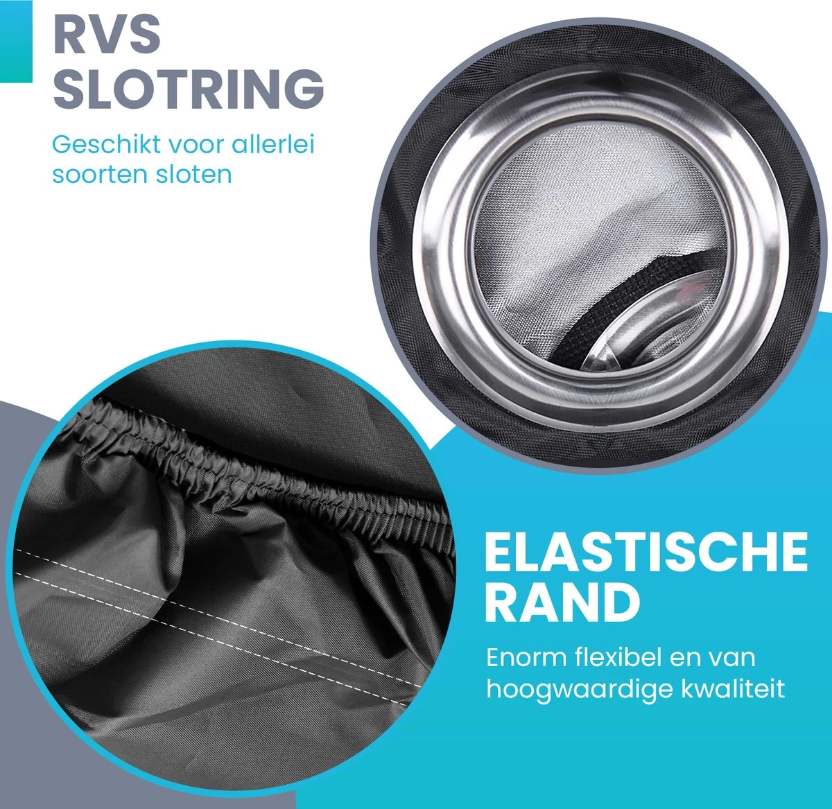 Merkloos Fietshoes Voor 1/2 Fietsen - Luxe Fiets Hoes - Waterdicht 210D Polyester Zwart - Inclusief Opbergzak - Afbeelding 2