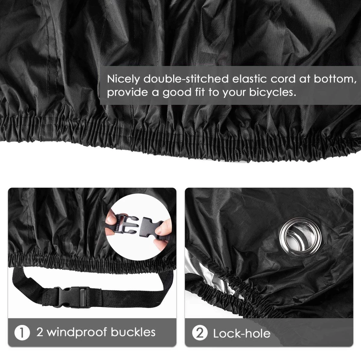 Beschermhoes + Zadelhoes + Opbergtas - 2 Fietsen - 210D - Alle Weersinvloeden - 75 X 110 X 200 Cm (B*H*L) - Afbeelding 5