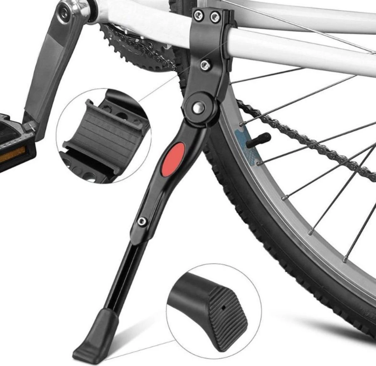 WiseGoods Mountainbike Standaard Universeel - MTB Kickstand - Fietsstandaard - Zijstandaard Fiets - Rubber Voet - 34 Cm - Zwart - Afbeelding 3