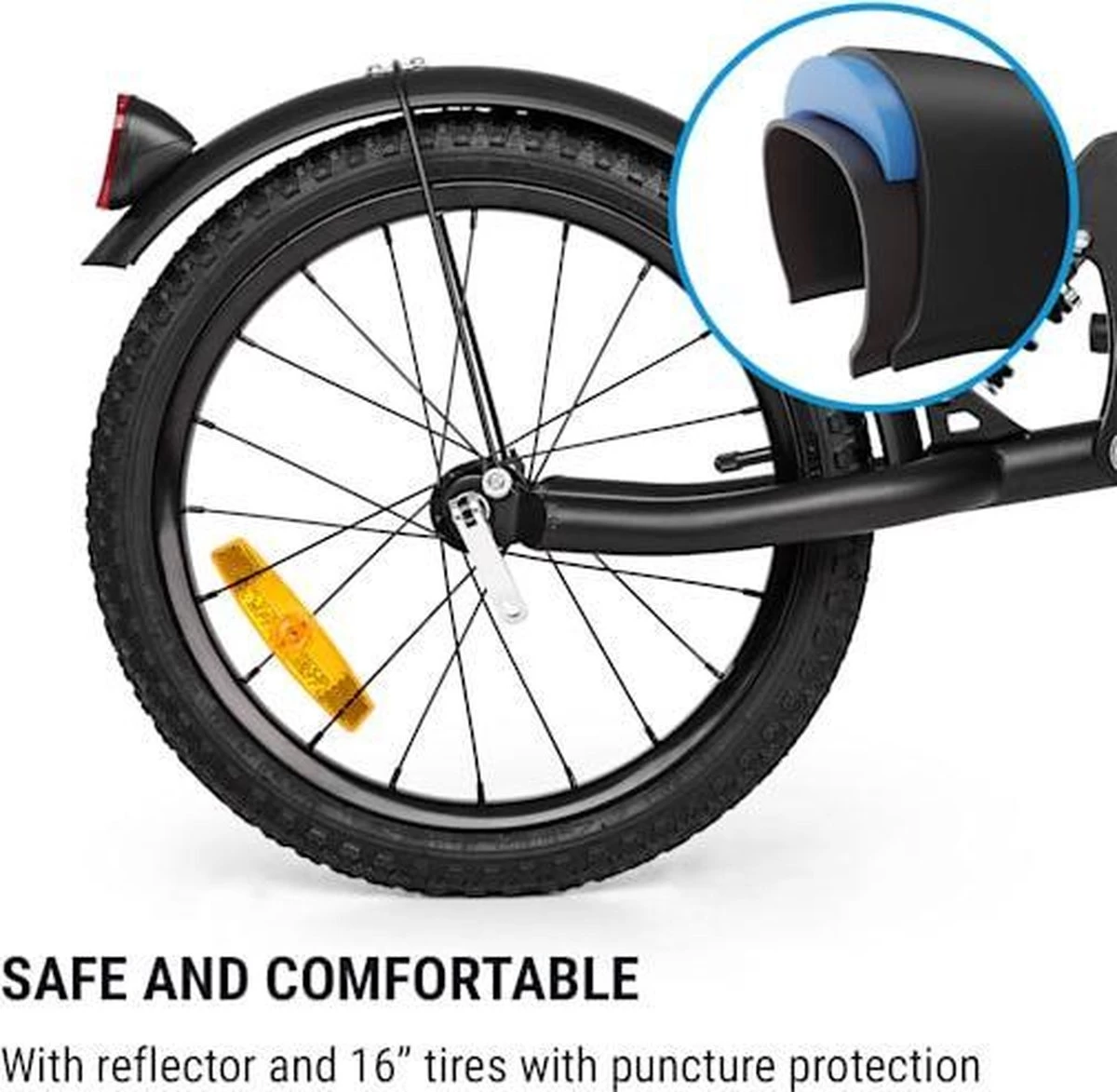 Klarfit Follower Fietsaanhanger Set - Fietskar 16" Luchtband - Aanhangwagen 35 Kg Belastbaarheid - Transporttas 120 Liter - Afbeelding 7