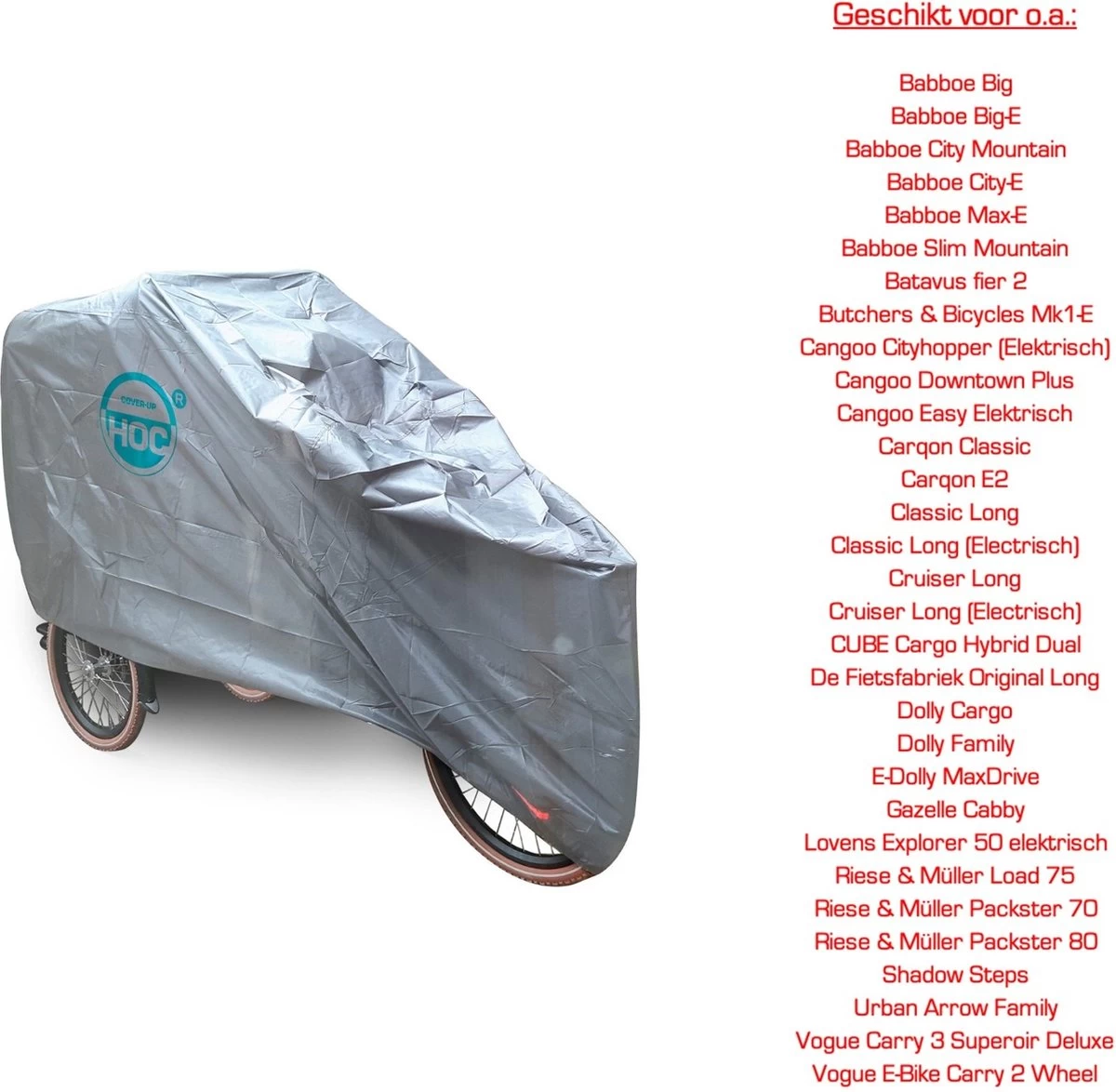 CUHOC Topkwaliteit Diamond Bakfietshoes Voor Grotere / Elektrische Bakfiets (met Huif) O.a. Bestemd Als: Babboe Hoes : Cruiser Hoes : Dolly Hoes : Vogue Hoes : Urban Arrow Family Hoes - Afbeelding 5