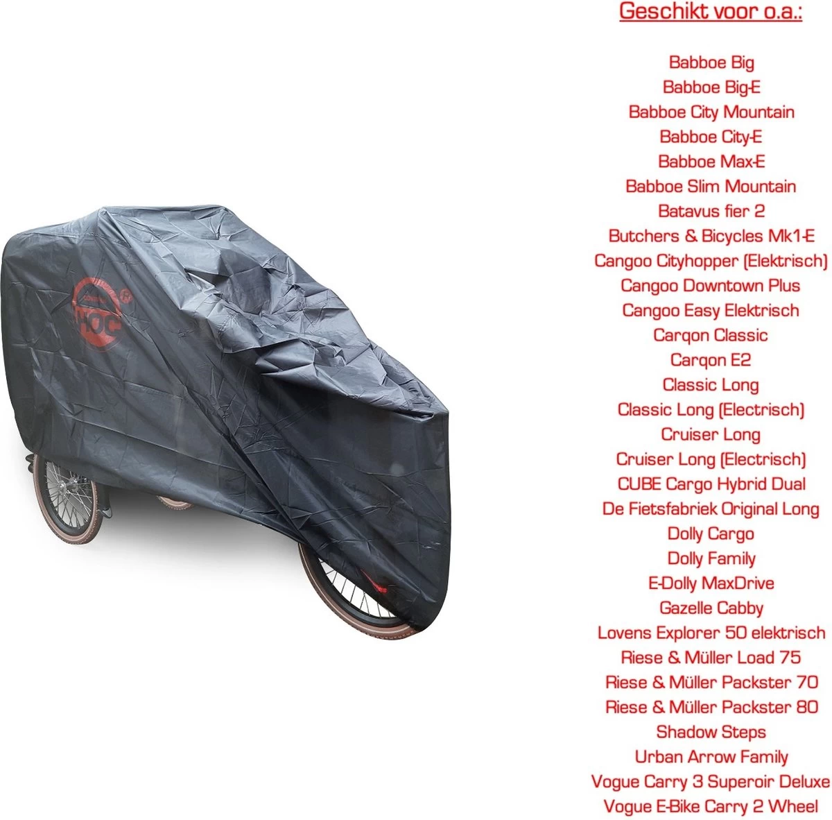 Bakfietshoes Voor Grotere / Elektrische Bakfiets (met Huif) - Red Label O.a. Bestemd Als: Babboe Hoes : Cruiser Hoes : Dolly Hoes : Vogue Hoes : Urban Arrow Family Hoes - Afbeelding 6