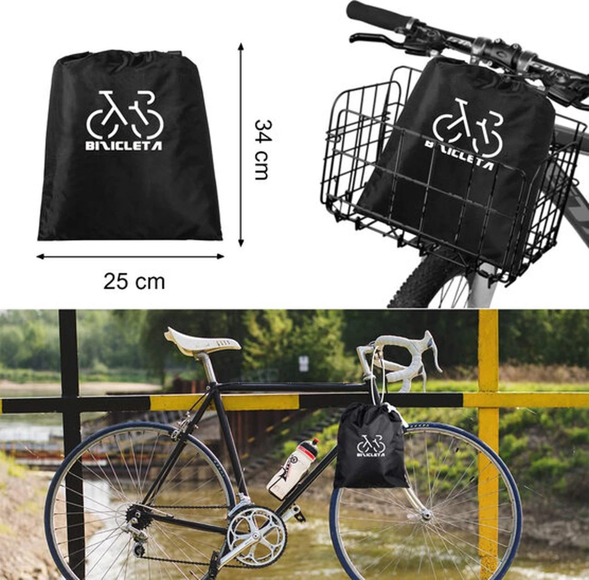 Beschermhoes + Zadelhoes + Opbergtas - 2 Fietsen - 210D - Alle Weersinvloeden - 75 X 110 X 200 Cm (B*H*L) - Afbeelding 4