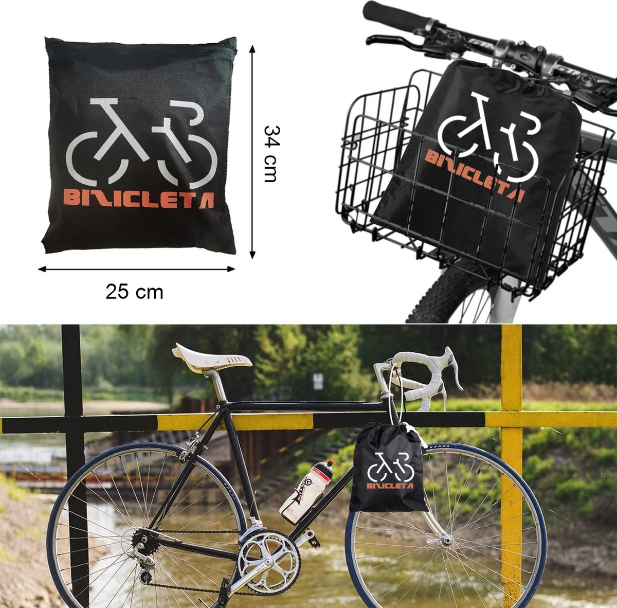 Beschermhoes + Zadelhoes + Opbergtas - 2 Fietsen - 210D - Alle Weersinvloeden - 75 X 110 X 200 Cm (B*H*L) - Afbeelding 6