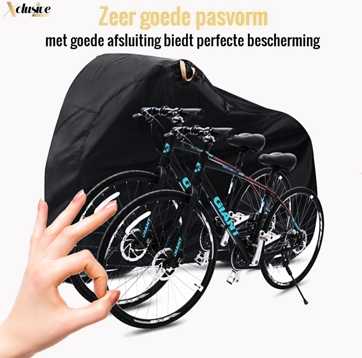 Xclusive-lifestyle® Fietshoes XXL - Universeel - 1 Of 2 Fietsen - Ultra Oxford 420D Zeer Sterk En Extra Dik - Bakfietshoes - Fietscover - Waterdichte PU Coating - Met Opbergtas En Zadelhoes - Afbeelding 8