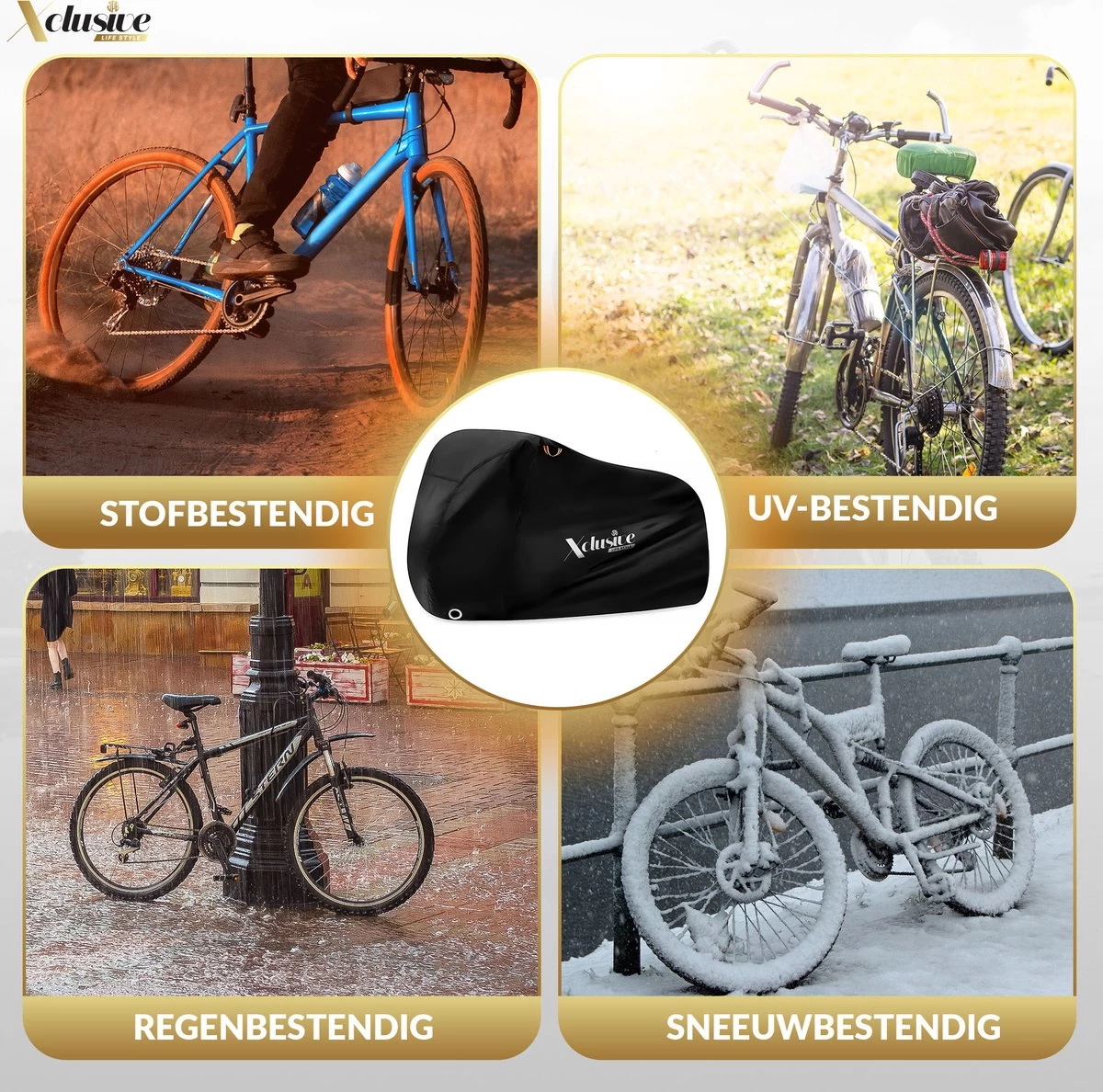 Xclusive-lifestyle® Fietshoes XXL - Universeel - 1 Of 2 Fietsen - Ultra Oxford 420D Zeer Sterk En Extra Dik - Bakfietshoes - Fietscover - Waterdichte PU Coating - Met Opbergtas En Zadelhoes - Afbeelding 10