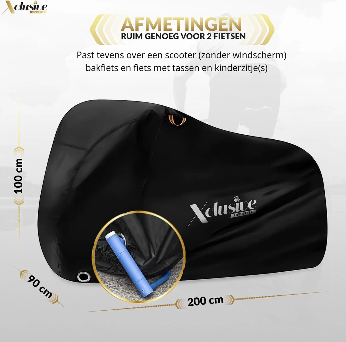 Xclusive-lifestyle® Fietshoes XXL - Universeel - 1 Of 2 Fietsen - Ultra Oxford 420D Zeer Sterk En Extra Dik - Bakfietshoes - Fietscover - Waterdichte PU Coating - Met Opbergtas En Zadelhoes - Afbeelding 11