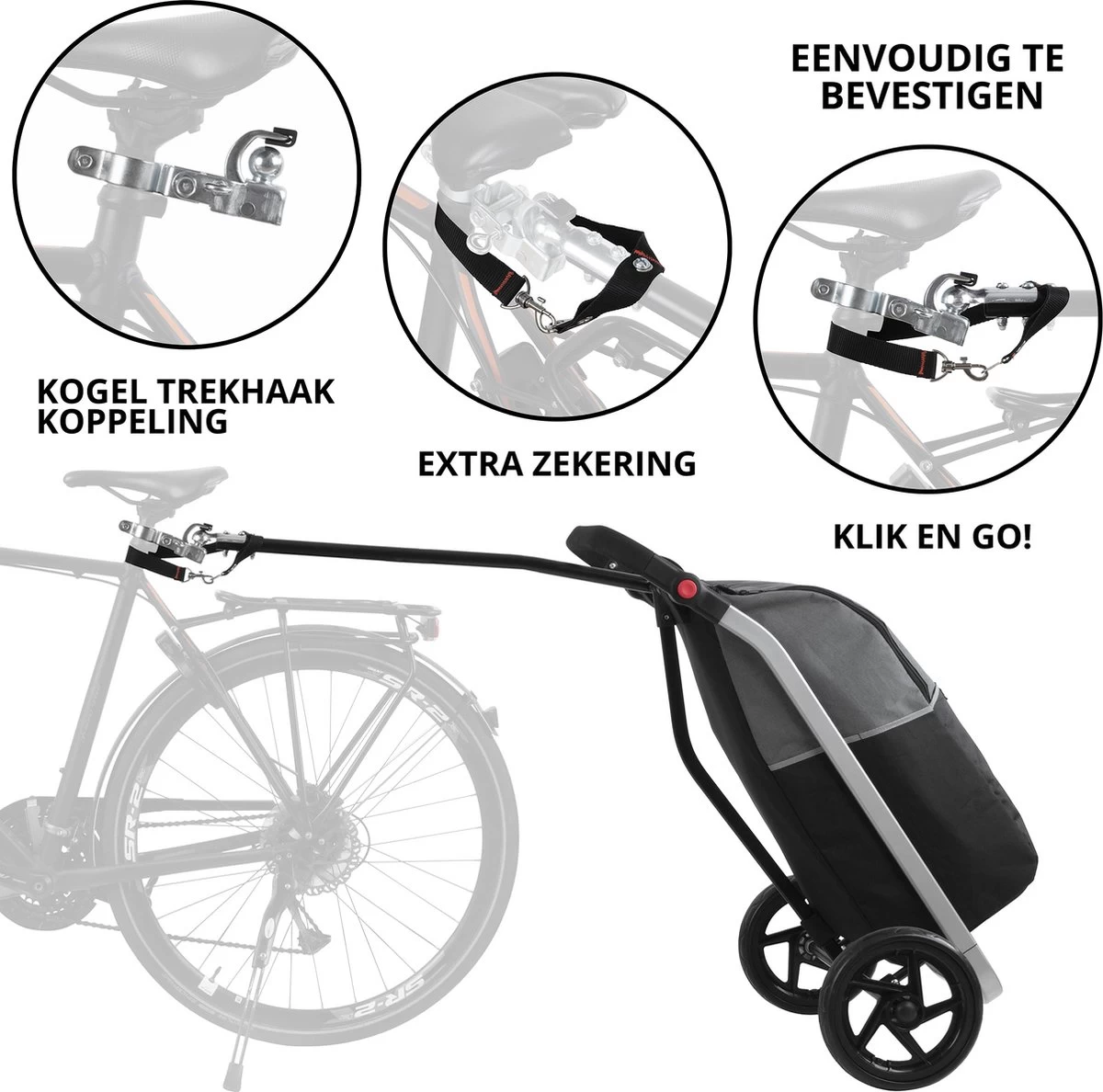 Shoppingcruiser 2 In 1 Boodschappentrolley Voor Achter De Fiets - Fietskar - Robuuste Boodschappenwagen - Allround Bagagekar - Afbeelding 11