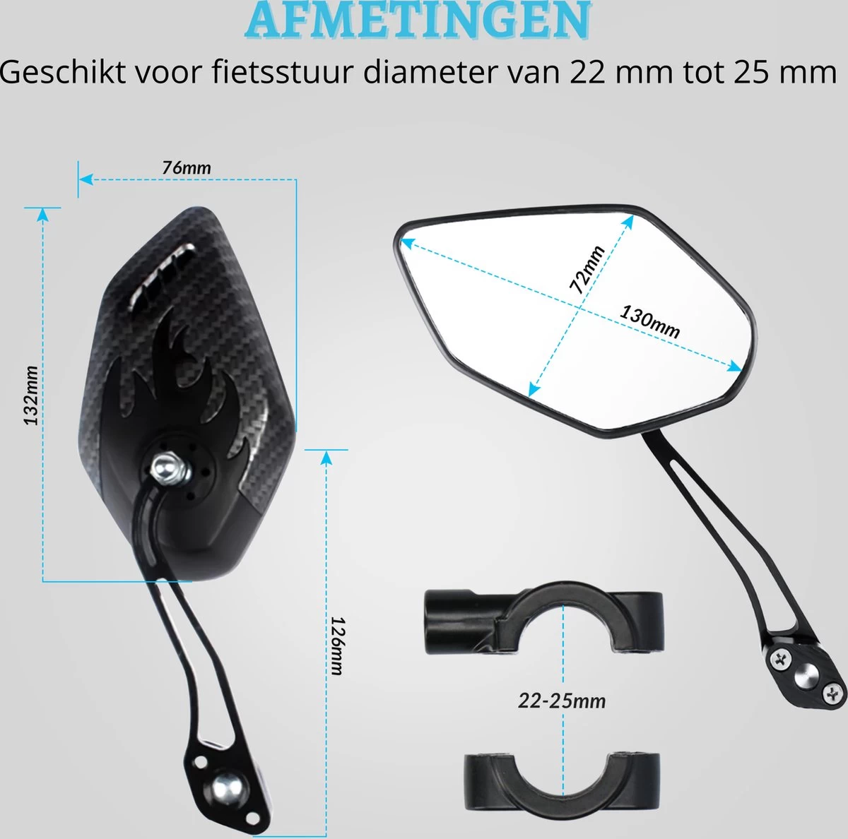 NueNext Fietsspiegel Ebike 2 Stuks – Achteruitkijk Spiegel Op Stuur – Multi-verstelbaar – 360 Rotatie - Speed-pedelec - Afbeelding 12