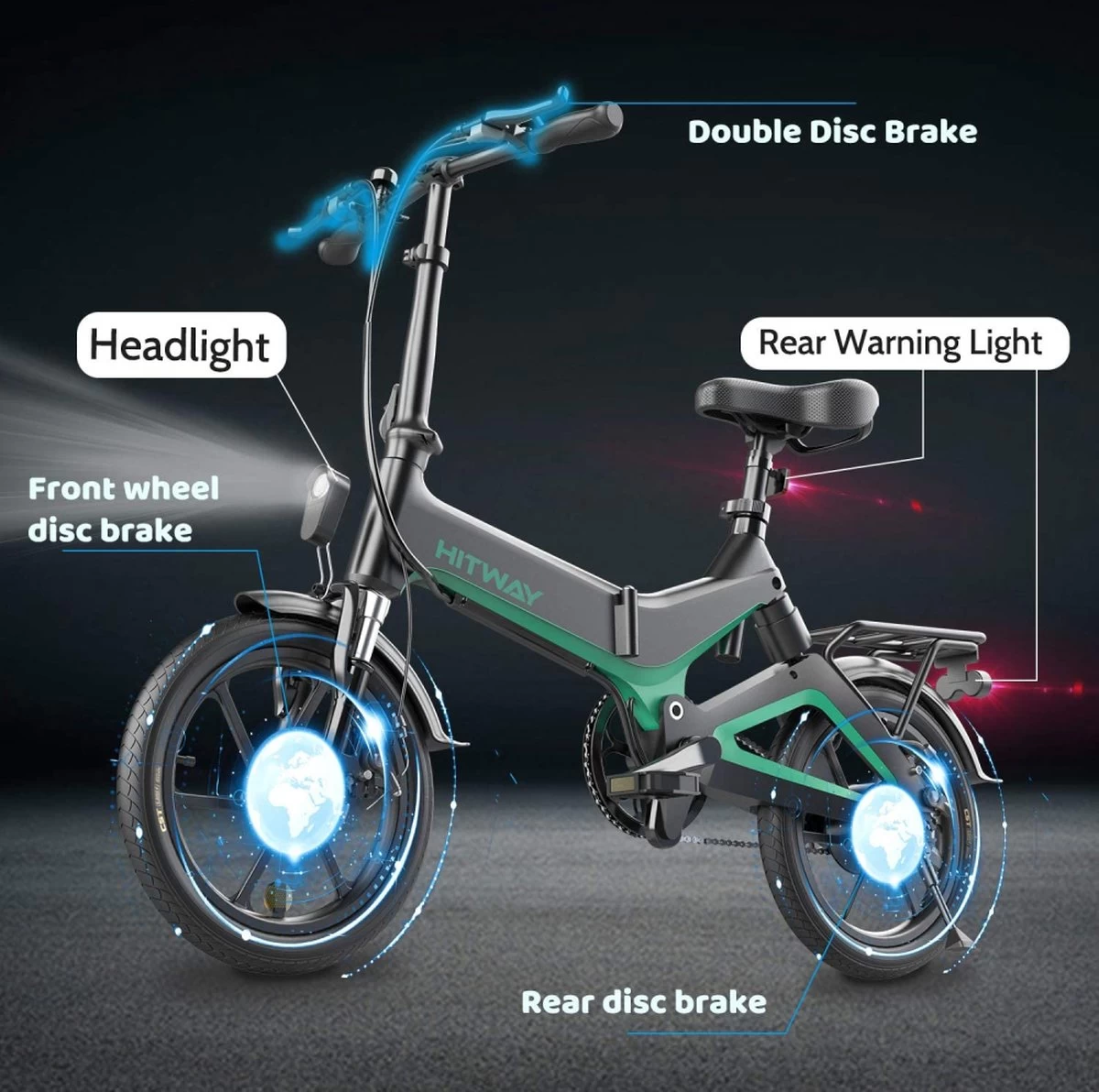 HITWAY Elektrische Fiets - Opvouwbare E-bike - 16 Inch-250W-2023 Model - Afbeelding 5