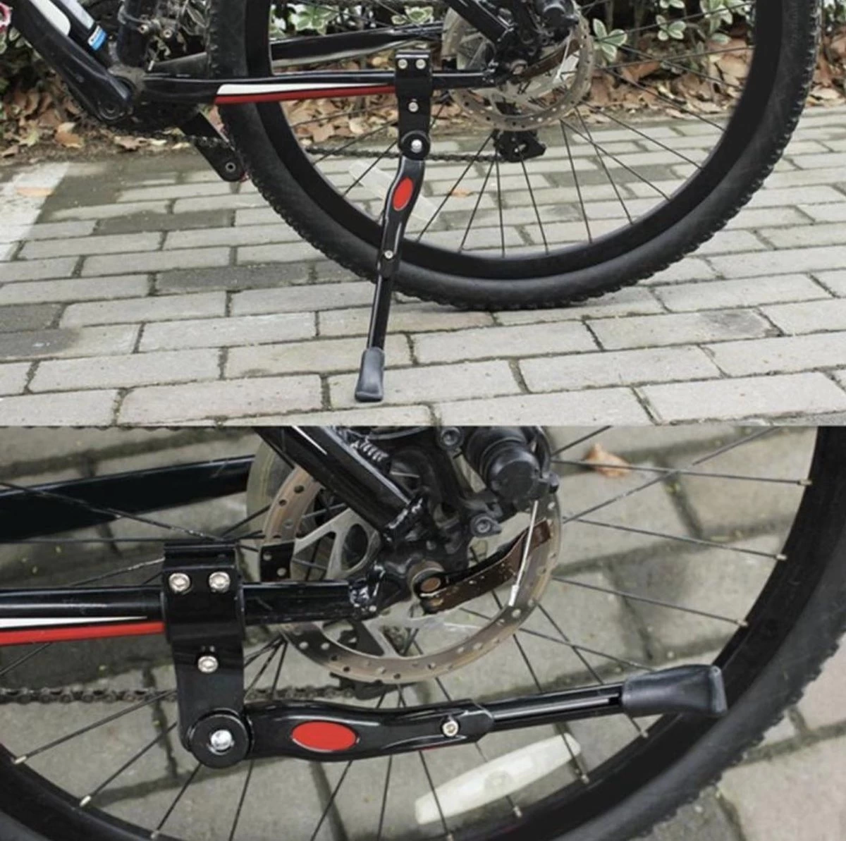 WiseGoods Mountainbike Standaard Universeel - MTB Kickstand - Fietsstandaard - Zijstandaard Fiets - Rubber Voet - 34 Cm - Zwart - Afbeelding 2