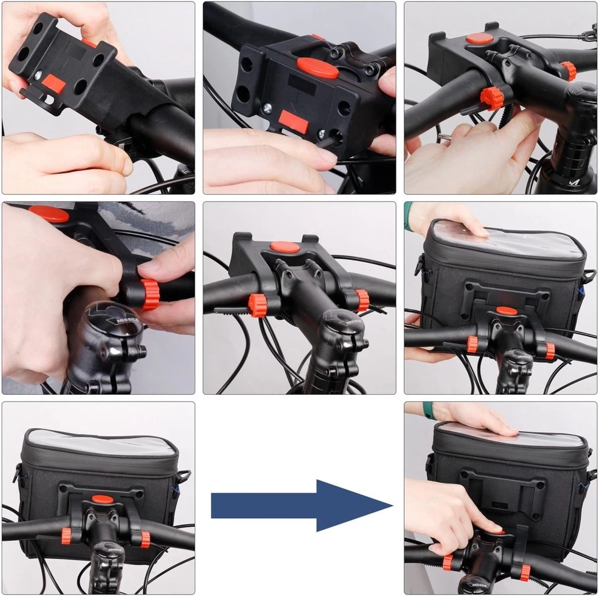 WHEEL UP D21 - Waterdichte Tas Voor Aan De Fiets - Fiets Tas Stuurtas Met Smartphone Houder – Waterdicht – Fietstas Stuur – Smartphone Houder Fiets – T/M 6.5 Inch - Zwart - Afbeelding 2