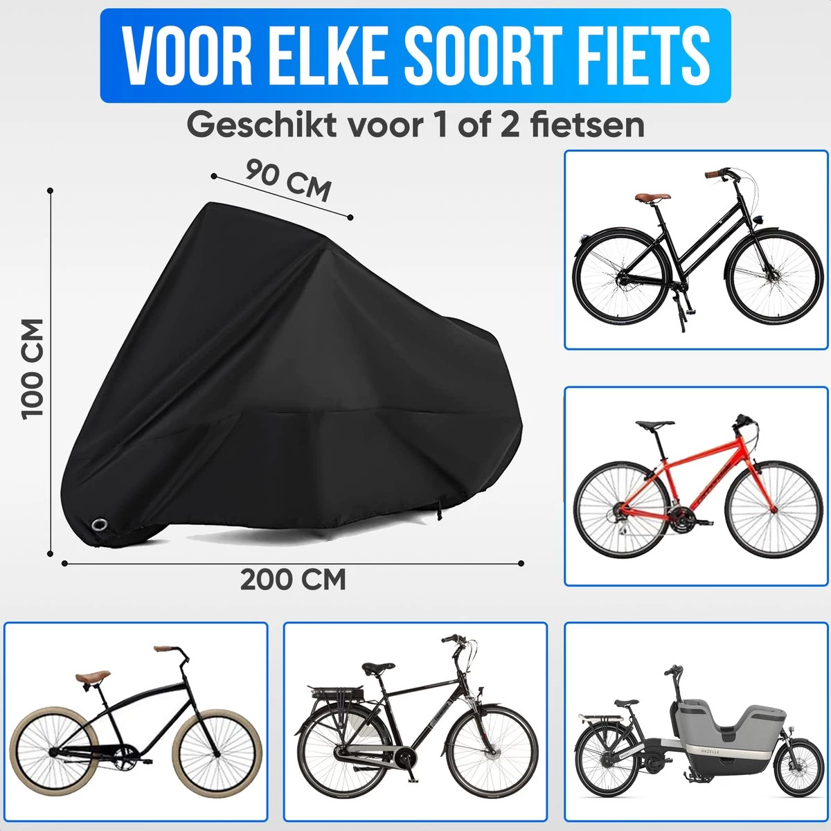 Strex Fietshoes Universeel Voor Alle Fietsen - Waterdicht Ultra Sterk Oxford - Fiets Hoes Voor 1/2 Fietsen - Incl. Opbergzak - Afbeelding 7
