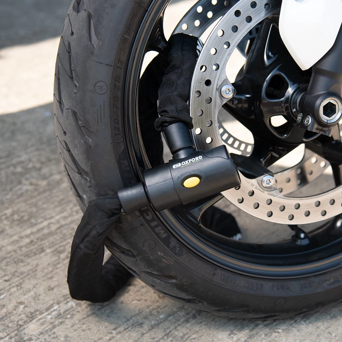 Oxford Fiets - Scooter - E-bike Kettingslot 1,5 Meter Met Alarm - Zeer Sterk Kettingslot Met Alarm - Kettingslot Van Gehard Staal Met Alarm ! - Afbeelding 5
