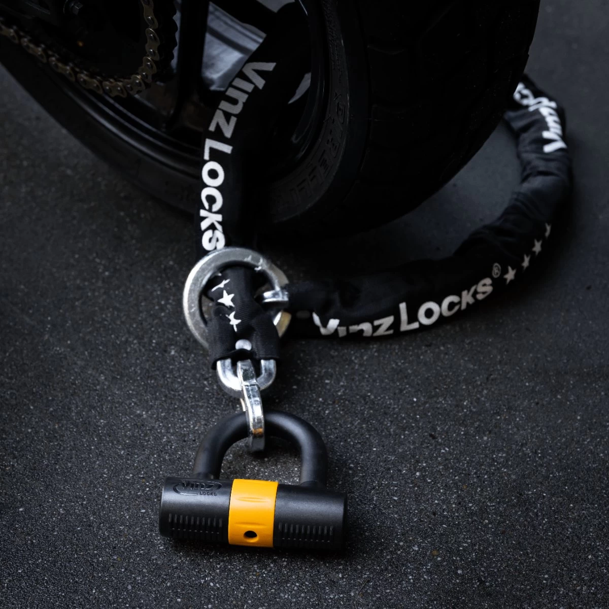 VINZ Trivor ART 4 Kettingslot - 200 Cm Motorslot Van Gehard Staal Met Ring / Scooterslot Met Hangslot / Schijfremslot - Afbeelding 4