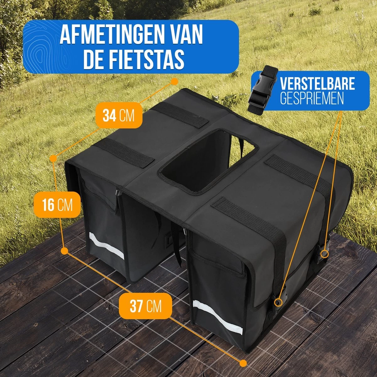 L-BRNO - FIETSTAS - DUBBELE FIETSTAS - WATERAFSTOTEND - MET GRATIS FIETSHOES- REFLECTOREN - OOK VOOR ELECTRISCHE FIETSEN - Afbeelding 12