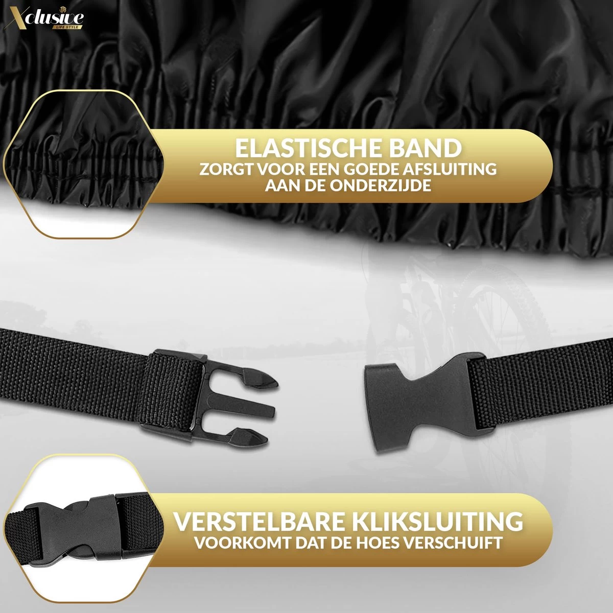 Xclusive-lifestyle® Fietshoes XXL - Universeel - 1 Of 2 Fietsen - Ultra Oxford 420D Zeer Sterk En Extra Dik - Bakfietshoes - Fietscover - Waterdichte PU Coating - Met Opbergtas En Zadelhoes - Afbeelding 9