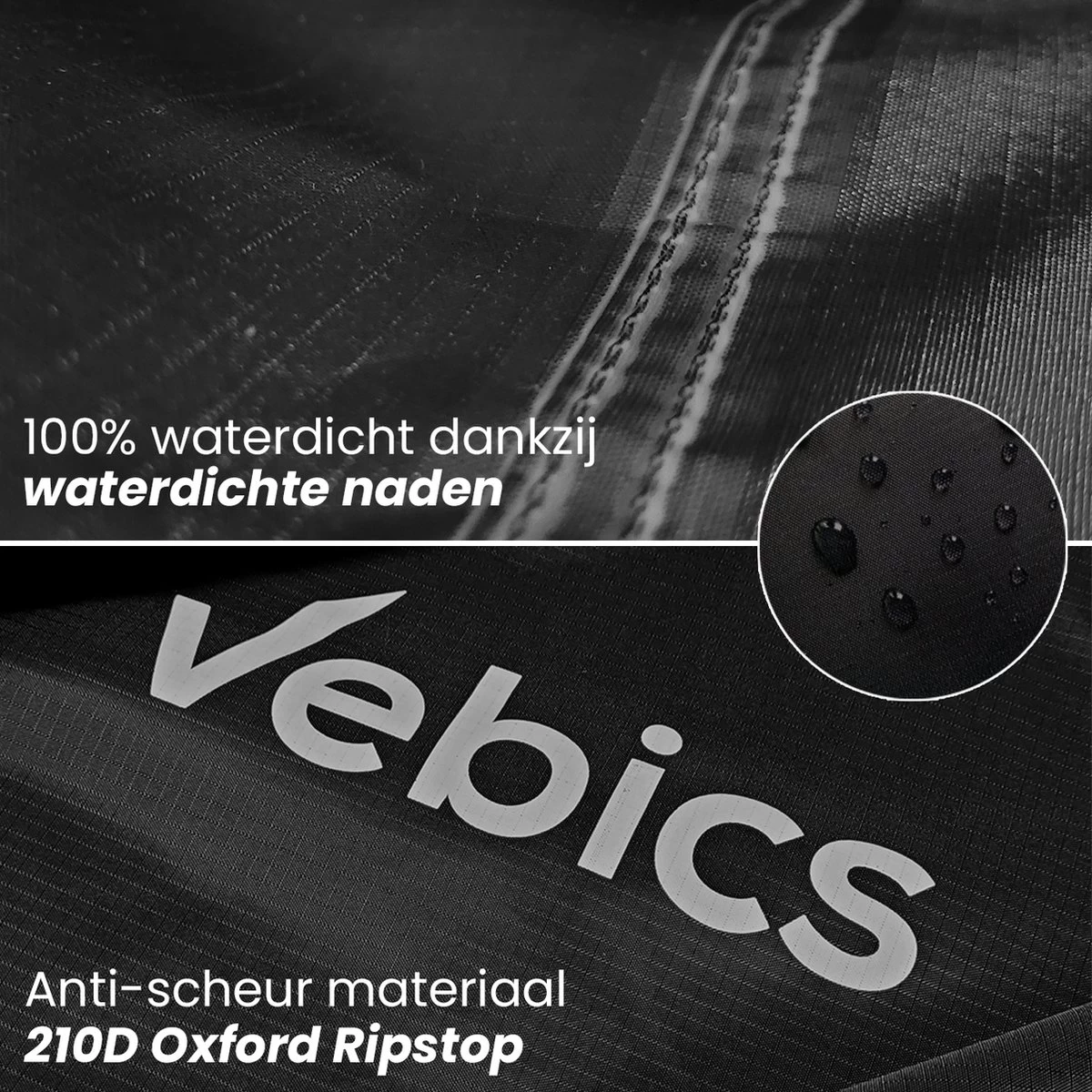 Vebics® Fietshoes Voor 1 Fiets Waterdicht - Elektrische Fiets - Fietsbeschermhoes - Stalling - Zwart - Afbeelding 9