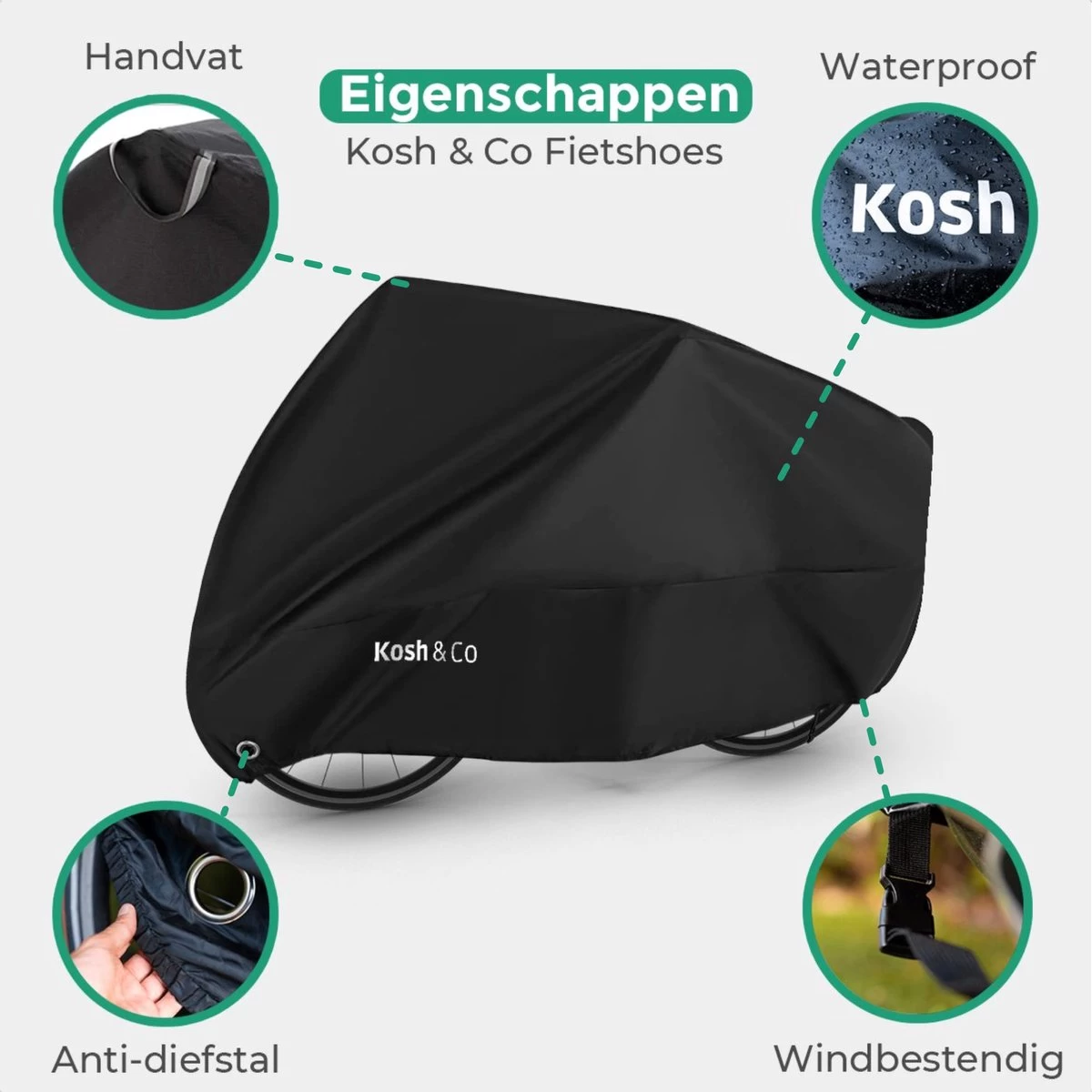 Merkloos Fietshoes Voor 2 Fietsen - Fietshoes Waterdicht - XL - Incl. Gratis Zakje & Zadelhoes - Afbeelding 2