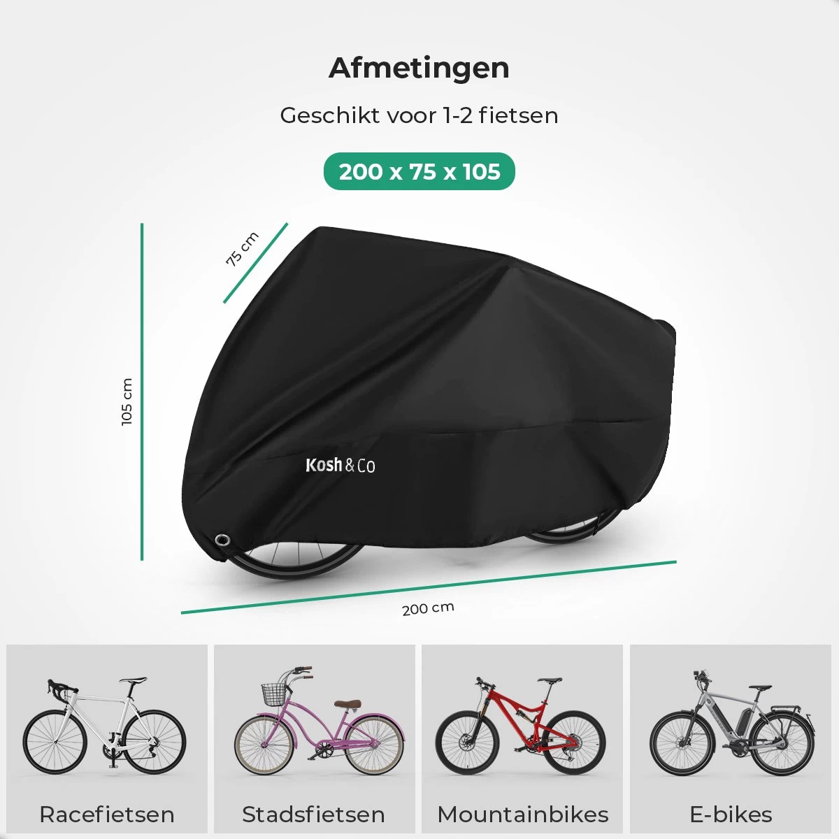 Merkloos Fietshoes Voor 2 Fietsen - Fietshoes Waterdicht - XL - Incl. Gratis Zakje & Zadelhoes - Afbeelding 4