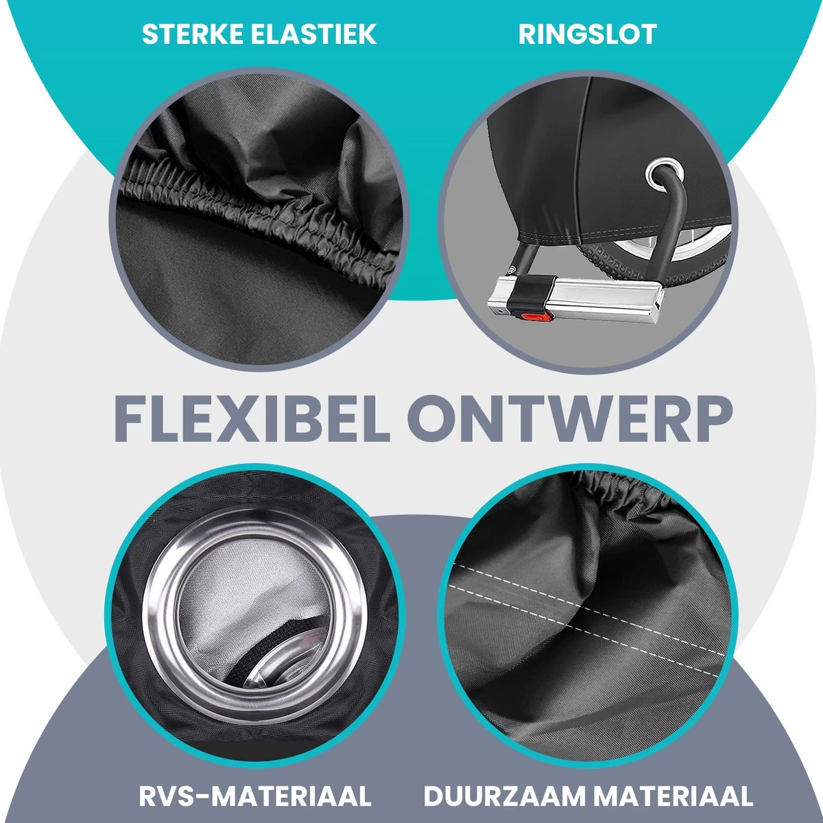 Merkloos Fietshoes Voor 1/2 Fietsen - Luxe Fiets Hoes - Waterdicht 210D Polyester Zwart - Inclusief Opbergzak - Afbeelding 3