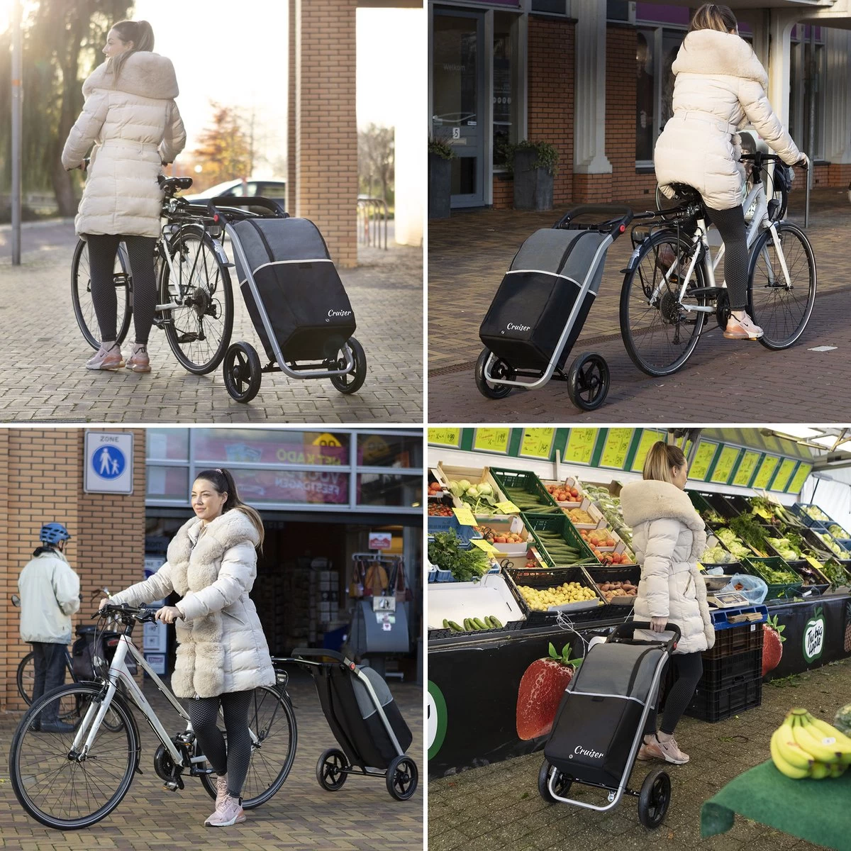 Shoppingcruiser 2 In 1 Boodschappentrolley Voor Achter De Fiets - Fietskar - Robuuste Boodschappenwagen - Allround Bagagekar - Afbeelding 3