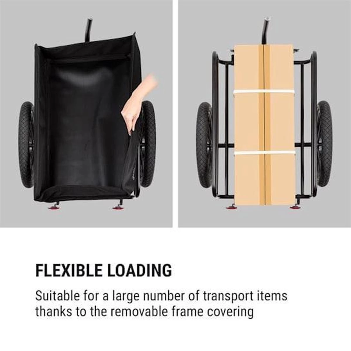 Klarfit Cargo Bull Aanhangwagen - Bagagefietskar - Fietsaanhanger - 50 Liter Laadruimte - 16" Luchtbanden - Voor Max. 40 Kg Lading - Afbeelding 5