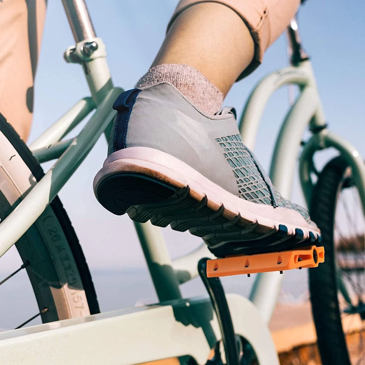 Zacro Fietspedalen - Nylon Antislip Mountainbike Pedalen - Platformpedalen - 9/16 - 2 Lagers - Antislip Waterdicht Anti Stof - Oranje - Afbeelding 2