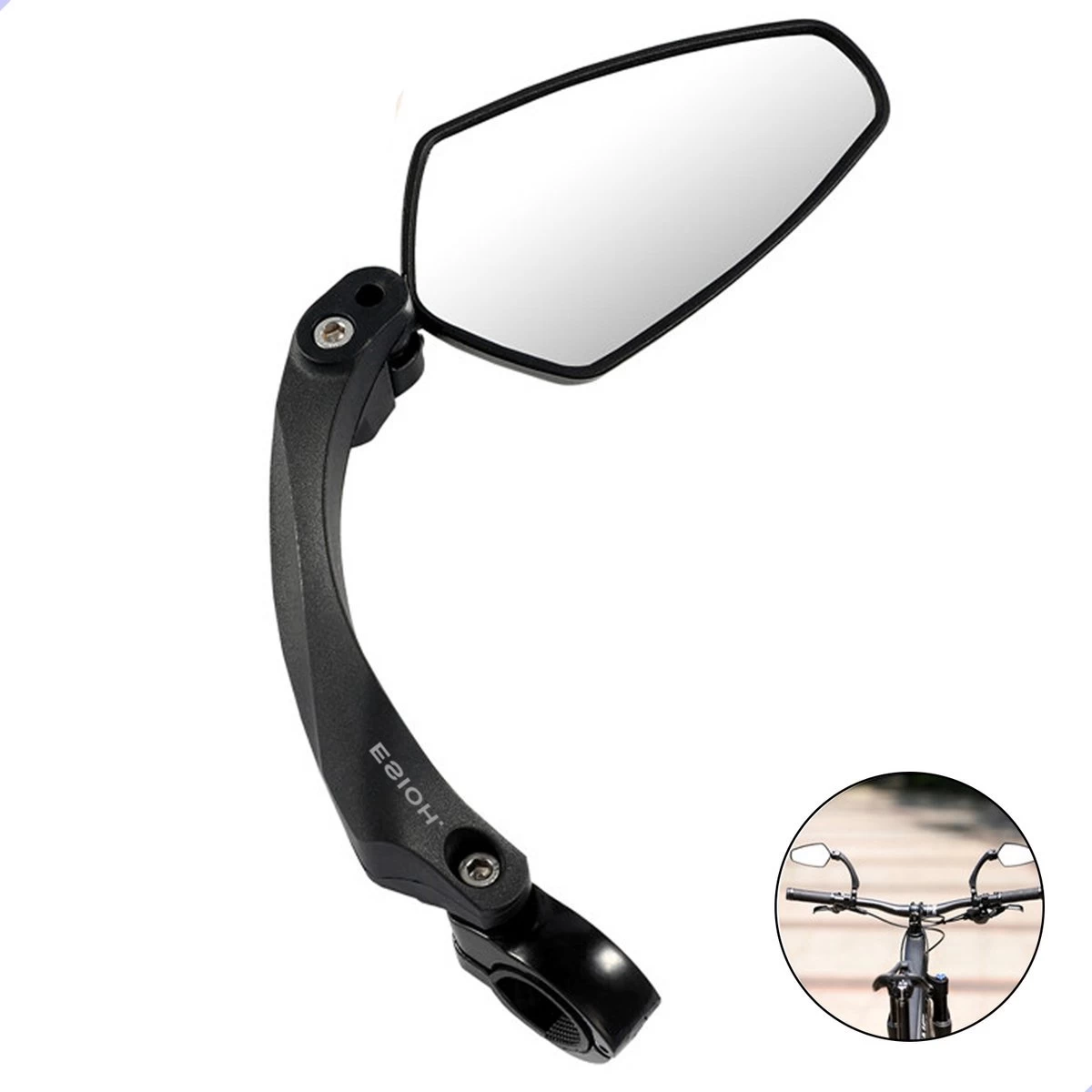 Esioh® Verstelbare Fietsspiegel Rechts Ebike Op Stuur - Achteruitkijkspiegel Fiets – Zijspiegel Fiets 360 ° Draaibaar - Zwart - Afbeelding 2