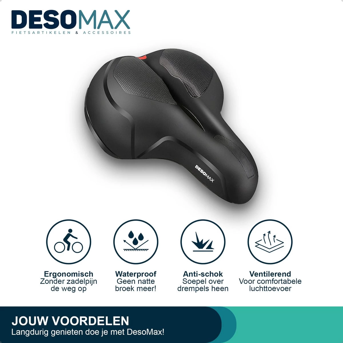 Deso All In One Fietszadel - Comfortabel Gel Zadel - Unisex - Zadelvering – Ergonomisch Design - Zwart - Afbeelding 9