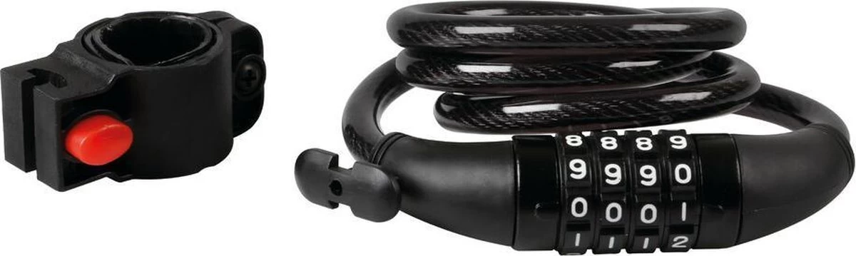 No-Ride Combi Fietsslot Kabelslot Cijferslot 10mm X 100cm Zwart Incl. Framehouder - Afbeelding 2