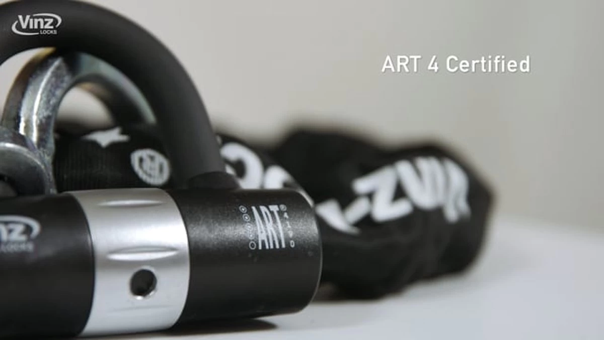 VINZ Trivor ART 4 Kettingslot - 200 Cm Motorslot Van Gehard Staal Met Ring / Scooterslot Met Hangslot / Schijfremslot - Afbeelding 7