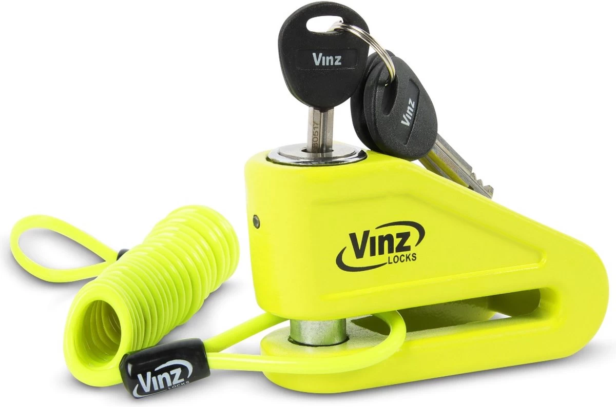 VINZ Baretti Schijfremslot / Motorslot ART4 - Fluor Geel